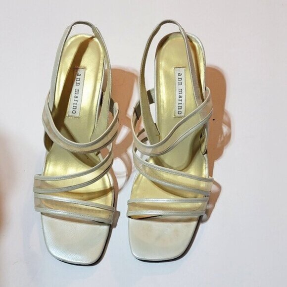 Leather Ann Marino Chunky Heels in Champagne color Size 8 - Picture 1 of 6